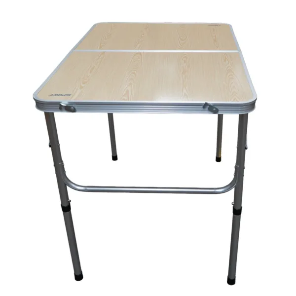 Mesa plegable estructura de acero y aluminio para camping Madera Clara 80x60x70 cm - Imagen 3