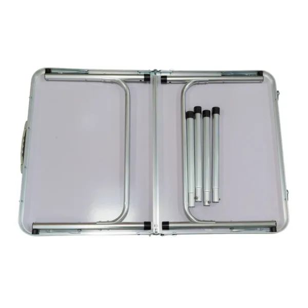 Mesa plegable estructura de acero y aluminio para camping Madera Clara 80x60x70 cm - Imagen 5