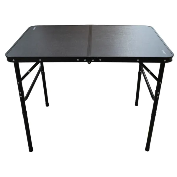 Mesa plegable de aluminio alto regulable camping Negro/Bambú 90X60X40-70 cm - Negro - Imagen 5