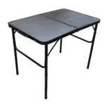 Mesa plegable de aluminio alto regulable camping Negro/Bambú 90X60X40-70 cm - Imagen 6