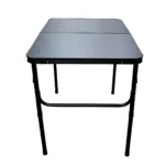 Mesa plegable de aluminio alto regulable camping Negro/Bambú 90X60X40-70 cm - Imagen 7