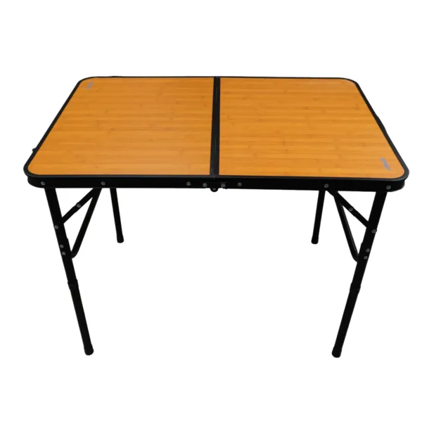 600043 MESA PLEGABLE SPINIT 90X60X40-70 ALU NEGRO+BAMBOO-01 Mesa plegable de aluminio alto regulable camping Negro/Bambú - Imagen 1
