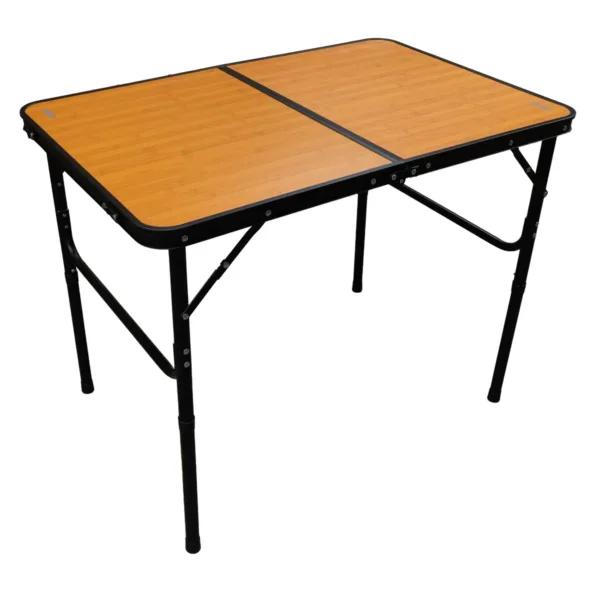 Mesa plegable de aluminio alto regulable camping Negro/Bambú - Imagen 2