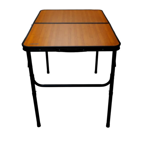 Mesa plegable de aluminio alto regulable camping Negro/Bambú - Imagen 3