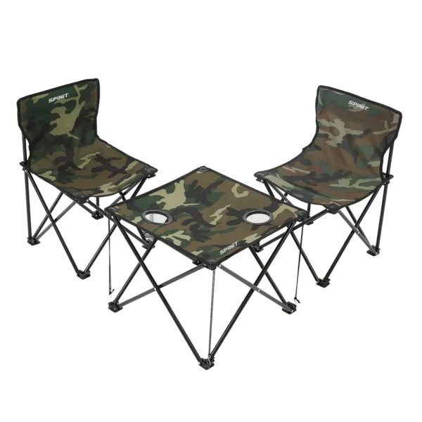 Set mesa y sillas pleglables para camping camuflado - Imagen 1