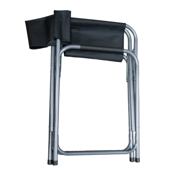 Sillón director plegable de acero Resistente, cómodo y práctico para camping - Negro - Imagen 3