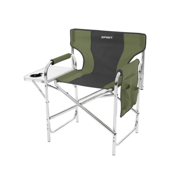 600095-SILLON-SPINIT-DIRECTOR-PLEGABLE-CBANDEJA-ALUMINIO-NEGRO-VERDE-01 Sillón director plegable de aluminio con bandeja y posavasos - Imagen 1