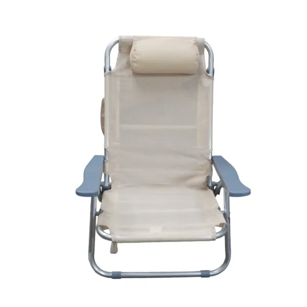 Silla reposera baja reclinable de aluminio para playa y camping 4 posiciones - Imagen 2