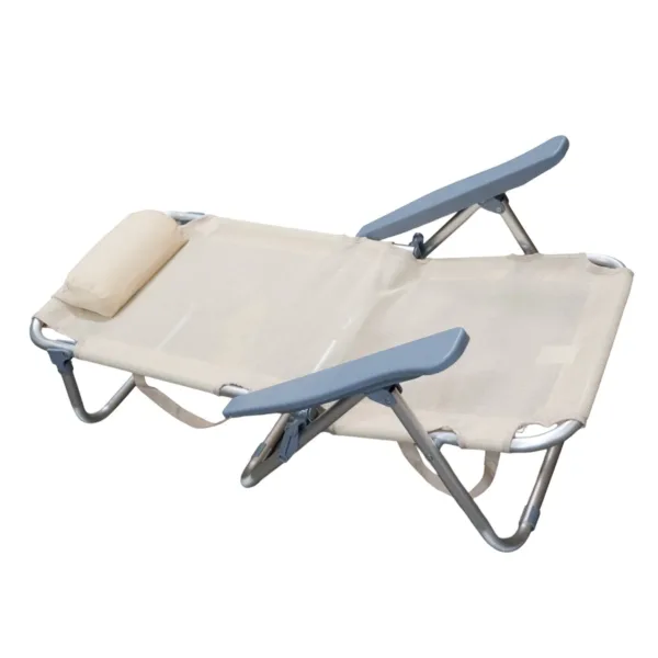 Silla reposera baja reclinable de aluminio para playa y camping 4 posiciones - Imagen 4