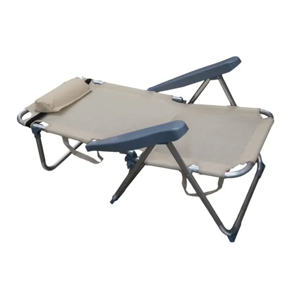 Silla reposera alta reclinable de aluminio para playa y camping 4 posiciones - Imagen 3