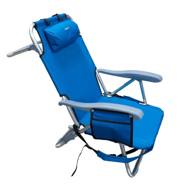 600098 SILLA PLAYA SPINIT MOCHILA ALUMINIO 4P AZUL-02 Silla reposera mochila de aluminio reclinable para playa y camping 4 posiciones - Imagen 1
