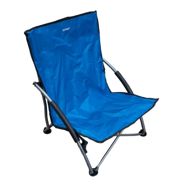600100 SILLA PLAYA SPINIT BAJA ACERO 120 AZUL-02 Silla reposera baja de acero 120 plegable con apoyabrazos acolchados para playa y camping - Imagen 1
