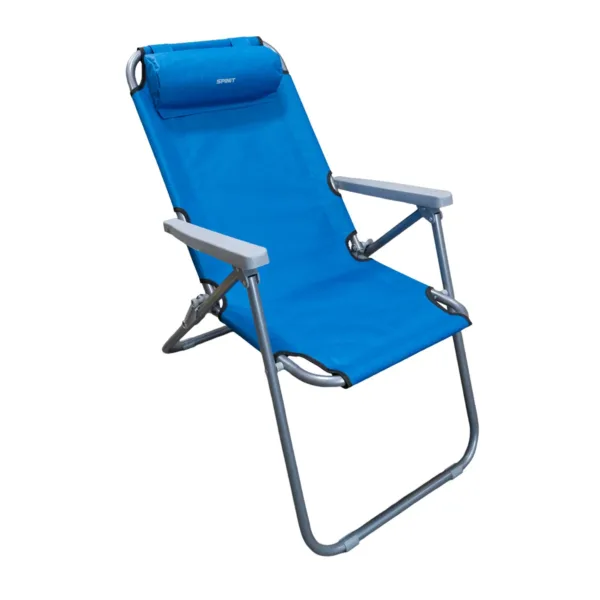 600101 SILLA PLAYA SPINIT ACERO 2P AZUL-02 Silla reposera de playa plegable con respaldo reclinable 2 posiciones - Imagen 1