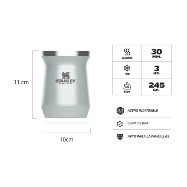 Mate Térmico Stanley Clásico 236 ml - Silver - Imagen 2