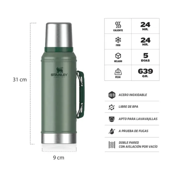 Termo Clásico Manija Plegable Tapón Cebador 950 ml 2.1 - Imagen 2