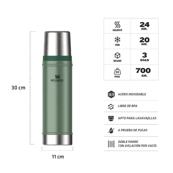 Termo Clásico 591ml Acero Inoxidable con Tapón Cebador - Imagen 4