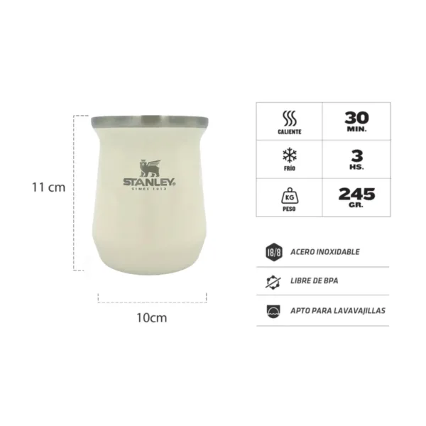 Mate Térmico Clásico 236 ml - Cream Gloss - Imagen 2