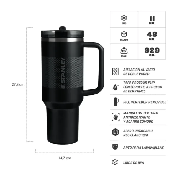 Vaso Térmico Quencher ProTour 1.18 Litros - Negro 2.0 Fade - Imagen 2