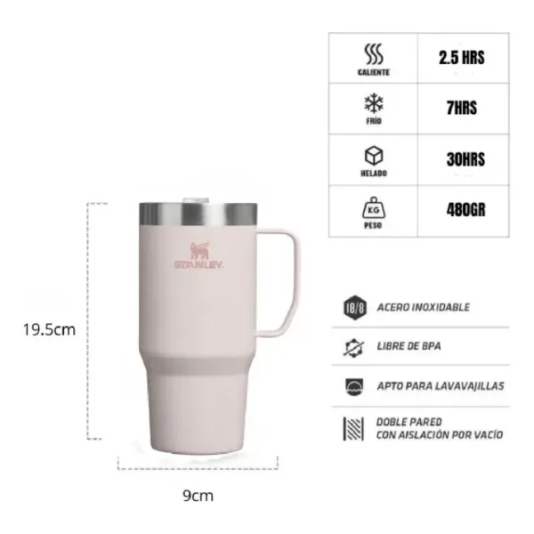 Vaso Térmico Stanley Everyday Suburban Mug 710 ml - Rosa Quartz - Imagen 2