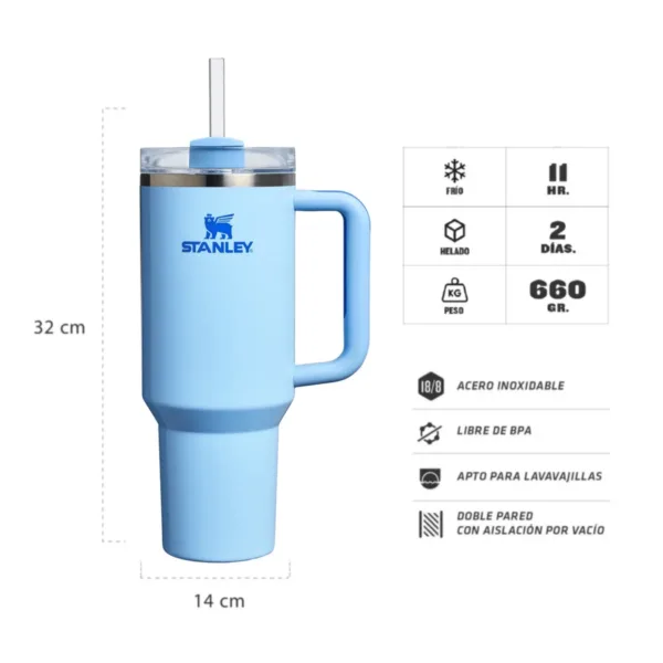 Vaso Térmico Stanley Quencher Colección Oasis 1.18 L - Cornflower Gloss - Imagen 2