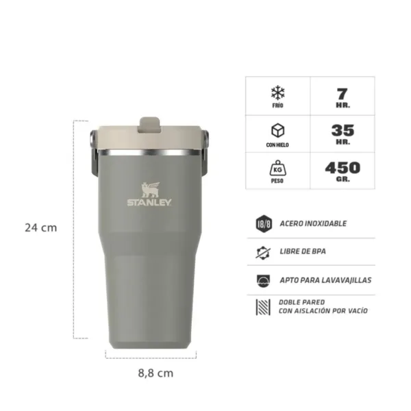 Vaso Térmico Flip Straw Tumbler 591 ml - Sage Grey 2.0 - Imagen 2
