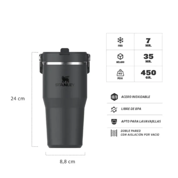 Botella Térmica Stanley Flip Straw Tumbler 591ml - Negro 2.0 - Imagen 3