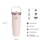 Botella Vaso Térmico Flip Straw Tumbler 887ml - Rosa Quartz - Imagen 3