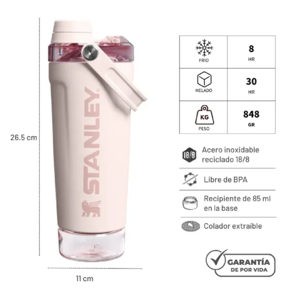 Vaso Shaker Mezclador Térmico Vitalize 591 ml - Rose Quartz - Imagen 4