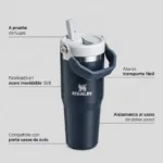 Botella Térmica Stanley Flip Straw Tumbler 591ml – Dark Navy - Imagen 2