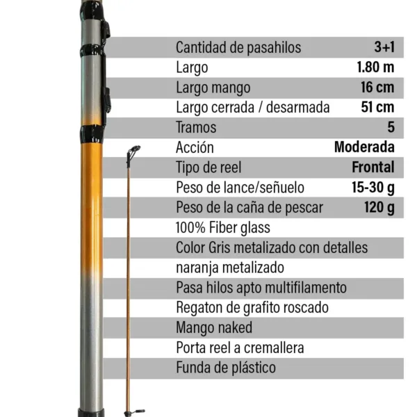 Equipo Inicio Pesca Telescopica Spinit Caña 1,8m + Reel 303 - Imagen 3