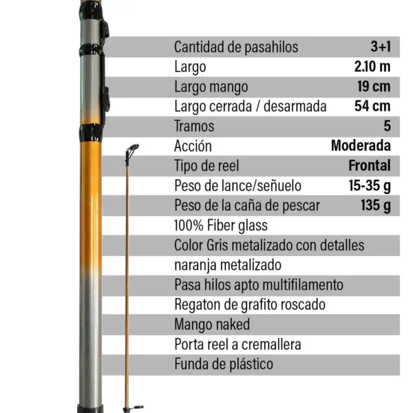 Equipo Inicio Pesca Telescopica Spinit Caña 2,1m + Reel 303 - Imagen 3